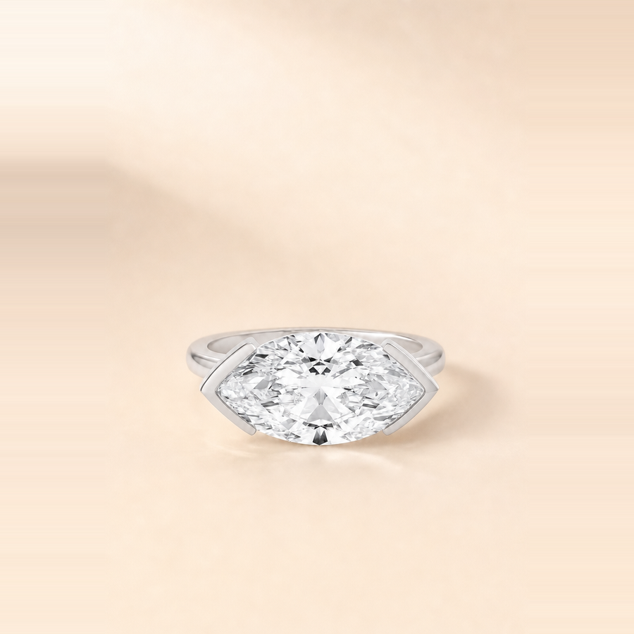 Marquise East-West Half-Bezel Set Diamond Solitaire — view 5