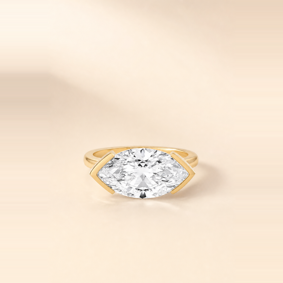 Marquise East-West Half-Bezel Set Diamond Solitaire — view 1