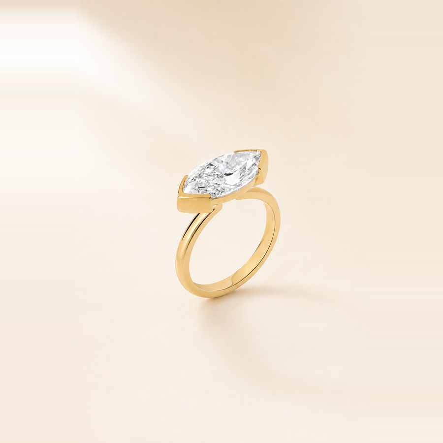 Marquise East-West Half-Bezel Set Diamond Solitaire — view 3