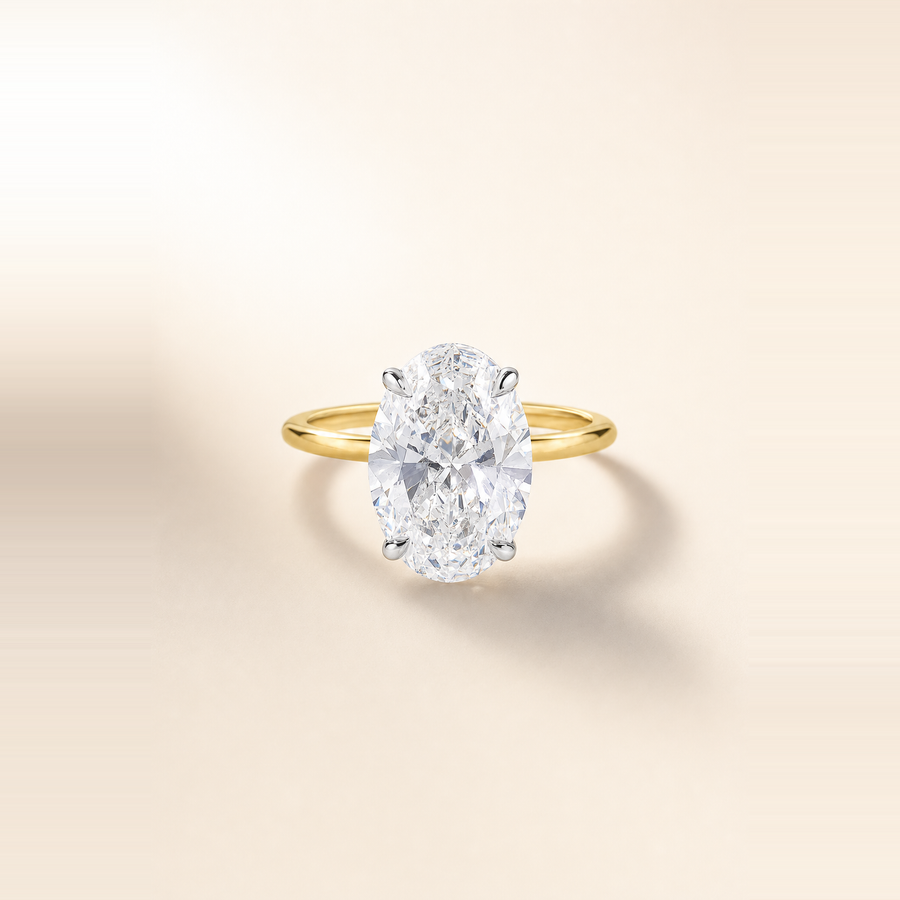 Oval Solitaire Diamond with Extra Thin Band — view 4
