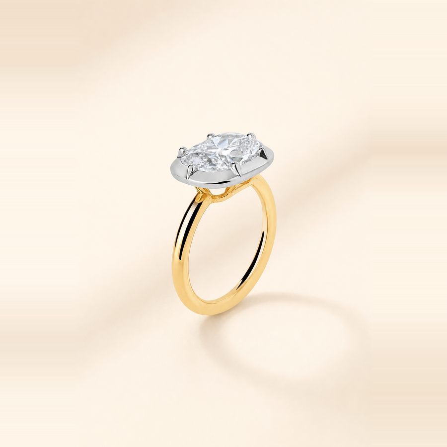 Cushion East-West Bezel Set Diamond in Mixed Metals — view 3
