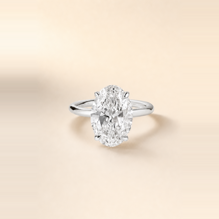 Oval Diamond Solitaire with Hidden Halo — view 2