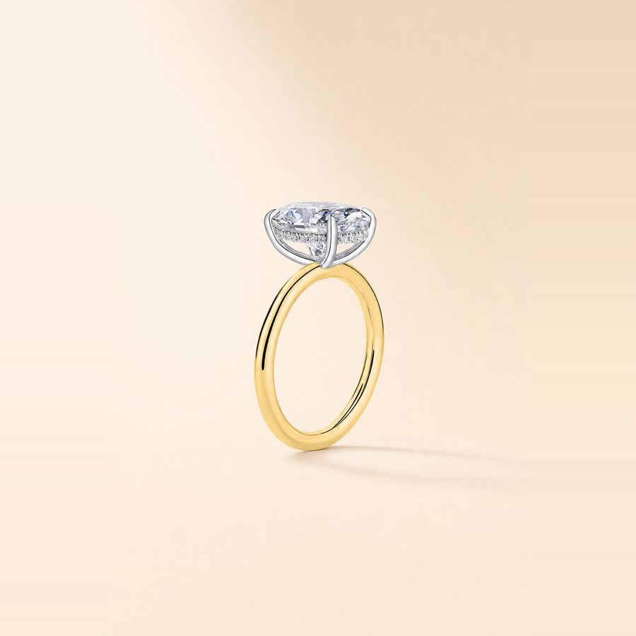 Oval Diamond Solitaire with Hidden Halo — view 3