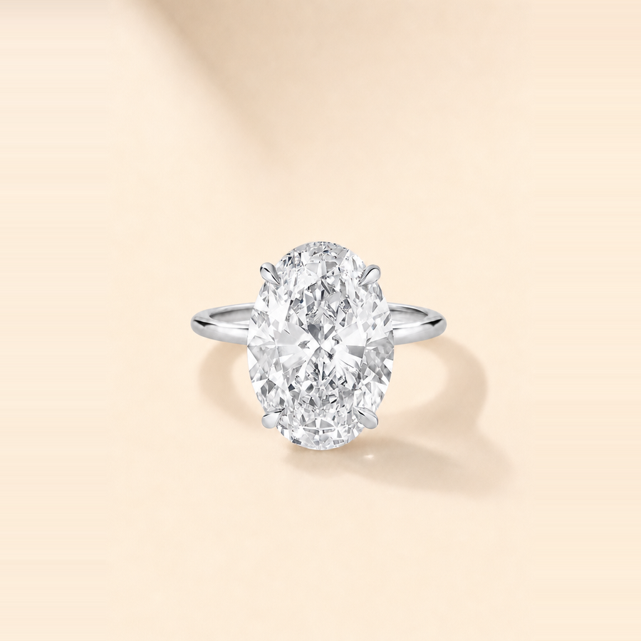 Oval Solitaire Diamond with Extra Thin Band — view 9