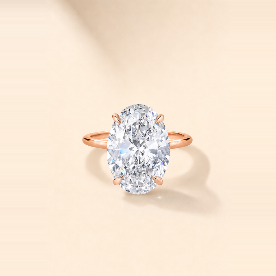 Oval Solitaire Diamond with Extra Thin Band — view 8