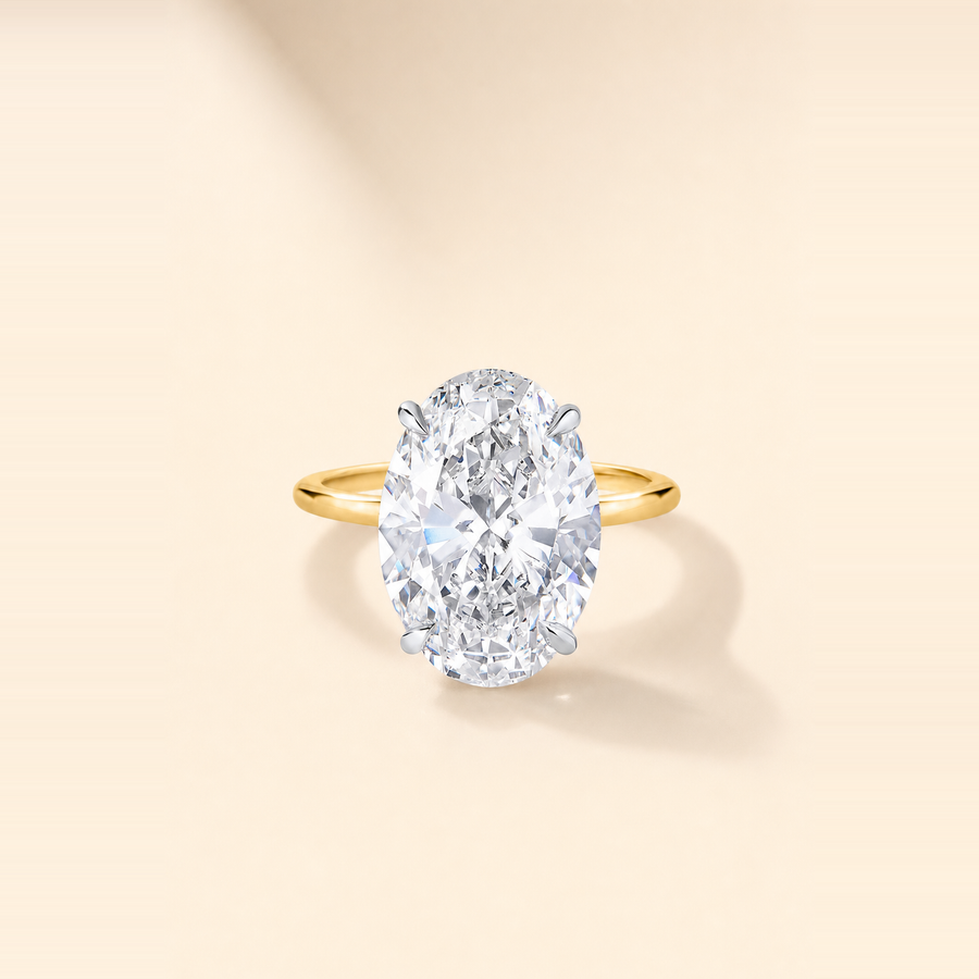 Oval Solitaire Diamond with Extra Thin Band — view 1
