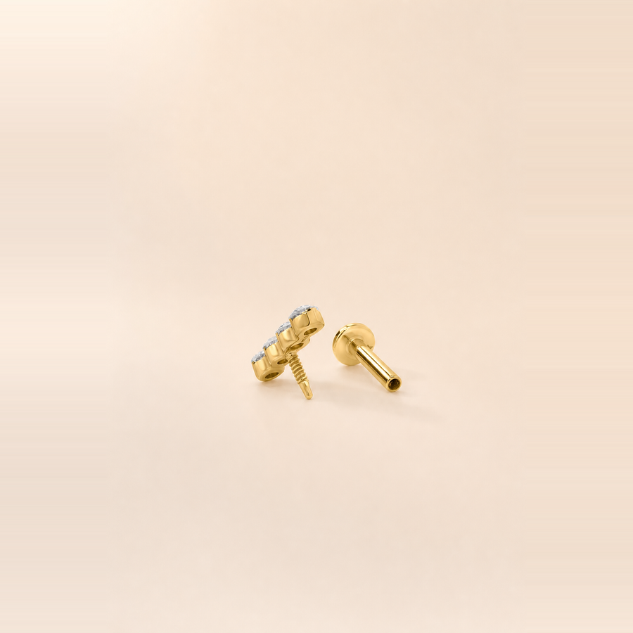4 Stone Diamond Row Flatback Piercing — view 3