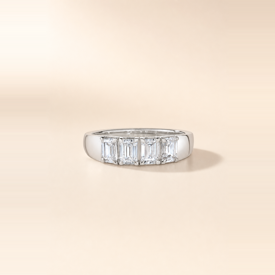 4-Stone Emerald Cut Wedding Band — view 2