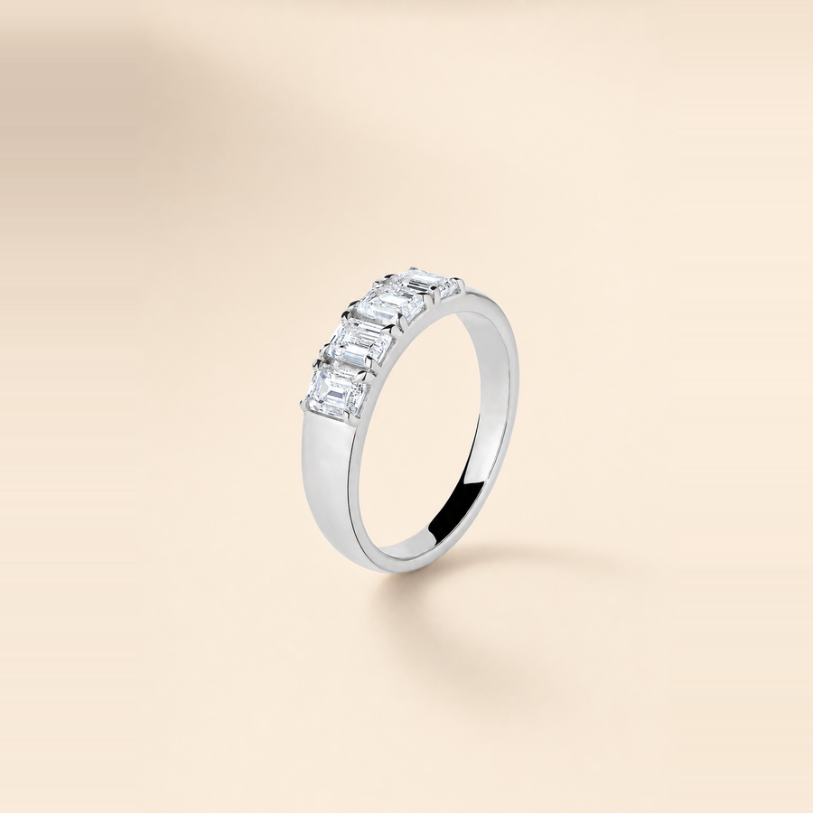 4-Stone Emerald Cut Wedding Band — view 4