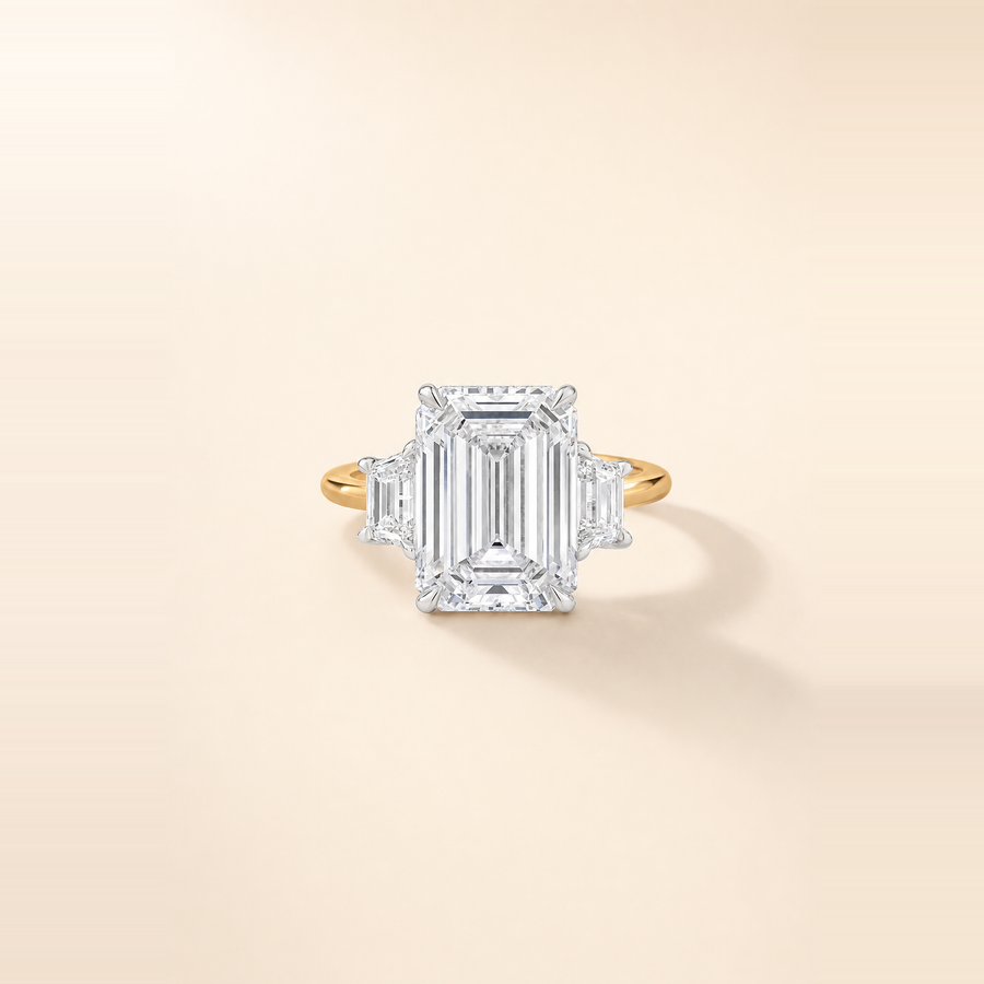 Three-Stone Emerald & Trapezoid Engagement Ring — view 1