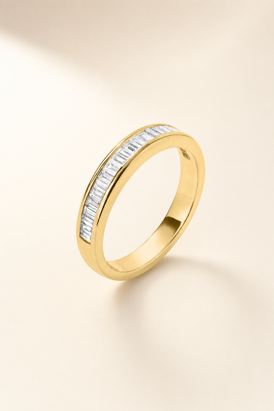 Baguette Channel Set Diamond Half Eternity Band — view 2