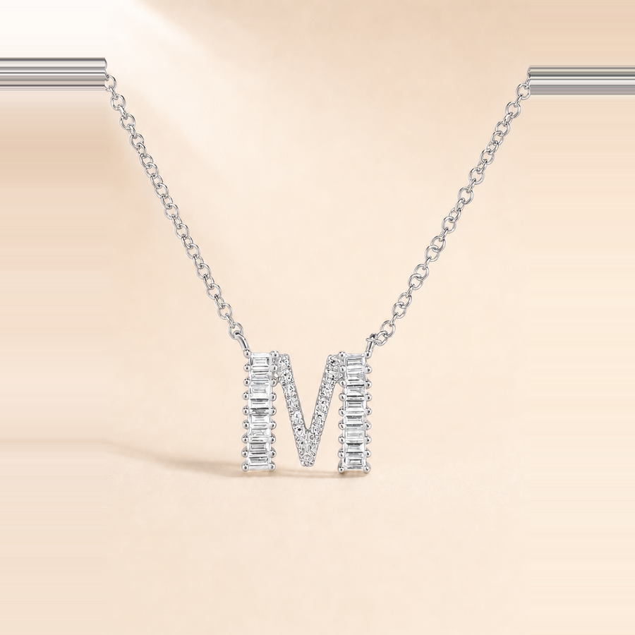 Baguette + Pavé Initial Necklace — view 8