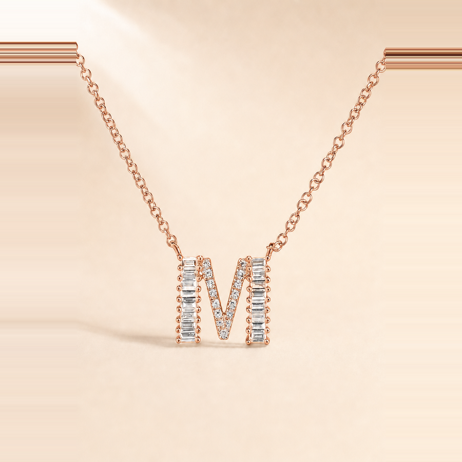 Baguette + Pavé Initial Necklace — view 7