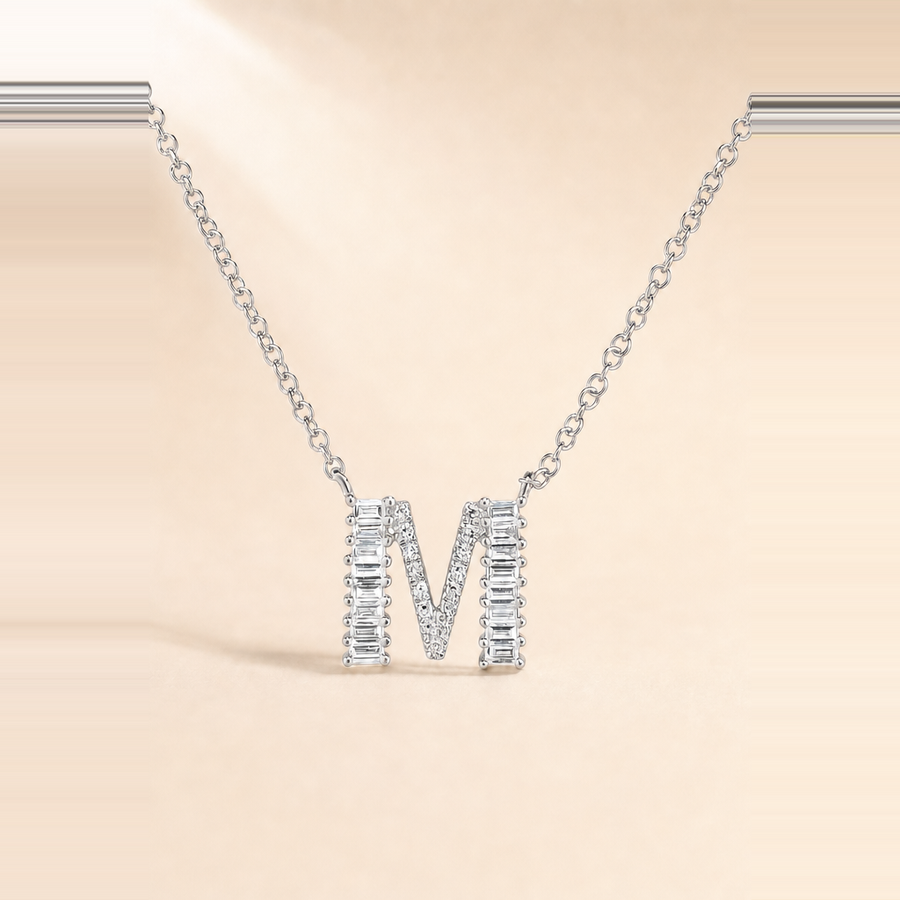 Baguette + Pavé Initial Necklace — view 2