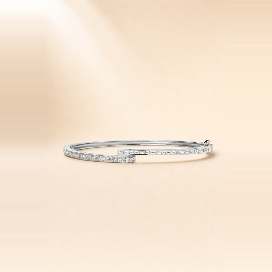 Baguette + Round Overlap Channel Bangle — view 6