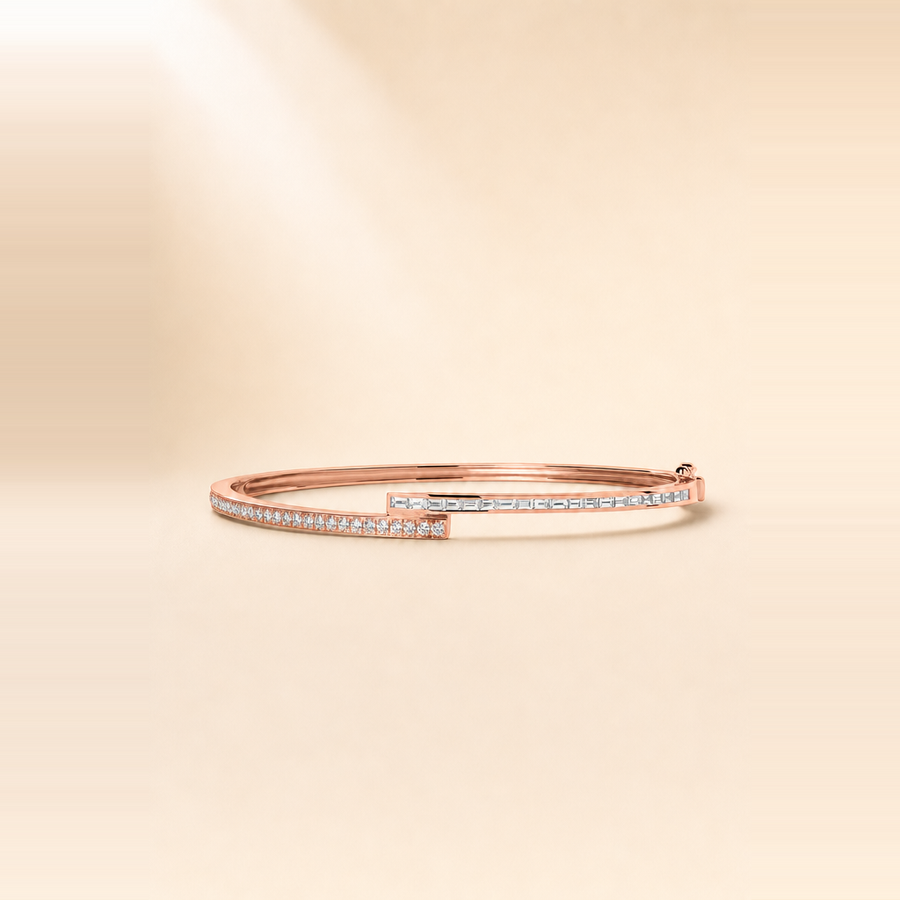 Baguette + Round Overlap Channel Bangle — view 5
