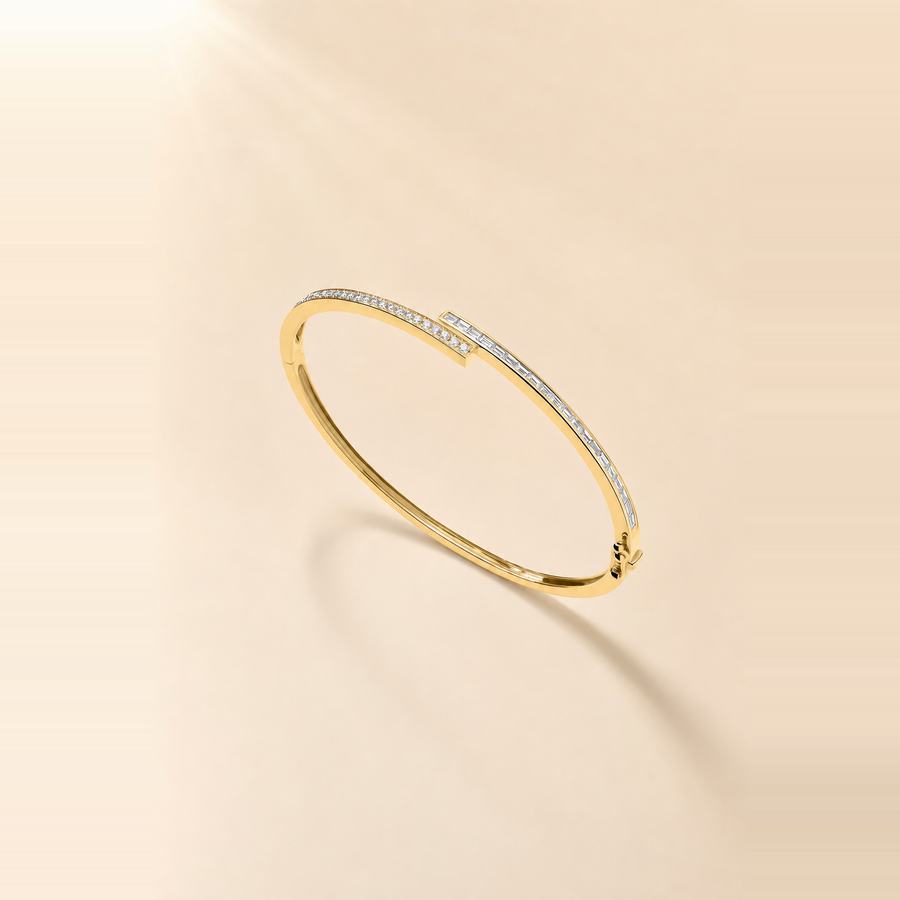 Baguette + Round Overlap Channel Bangle — view 3