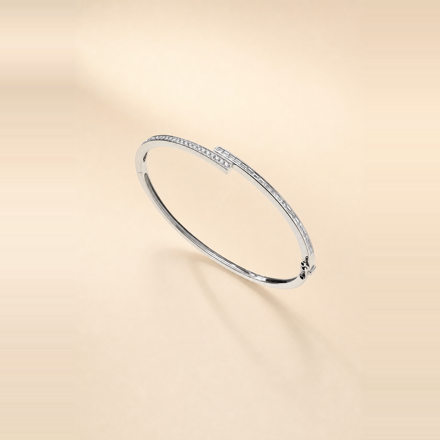 Baguette + Round Overlap Channel Bangle — view 2