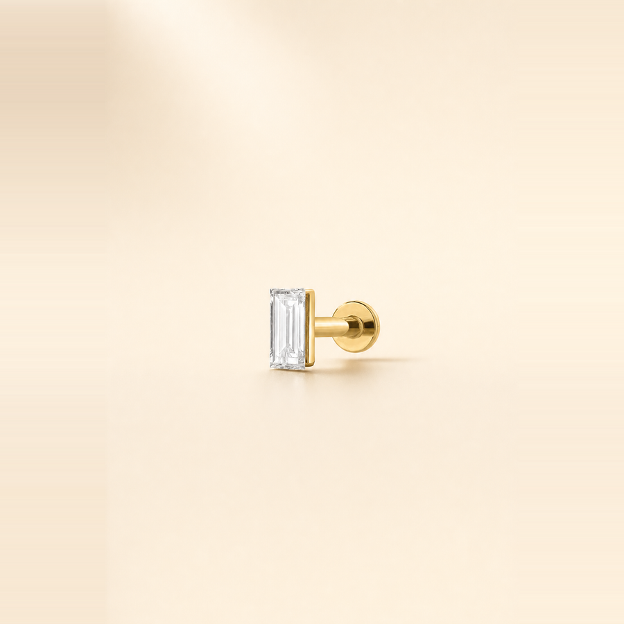 Baguette Stud Diamond Flatback Piercing — view 1