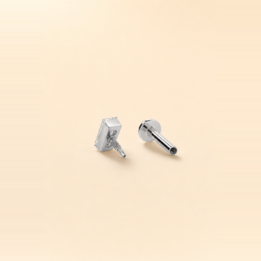 Baguette Stud Diamond Flatback Piercing — view 6