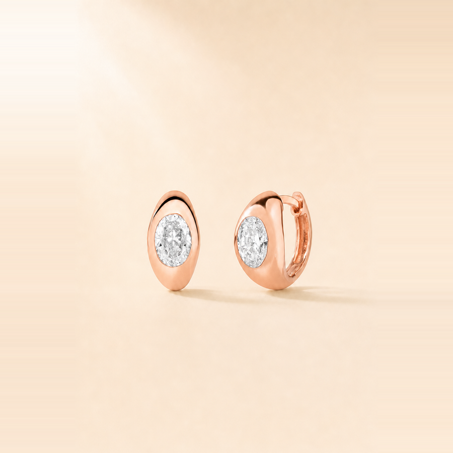 Bezel Diamond Huggies — view 3
