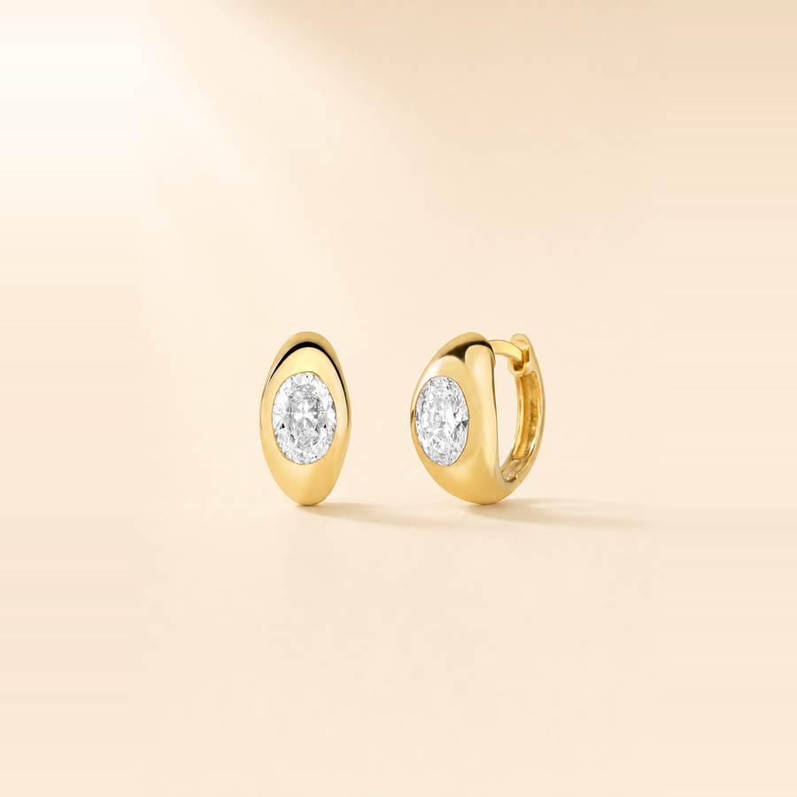Bezel Diamond Huggies — view 1
