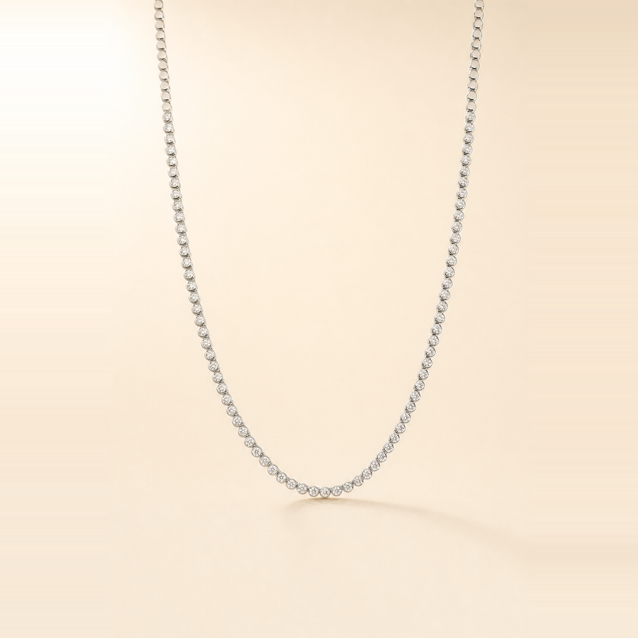 Bezel Mini Diamond Tennis Necklace — view 3