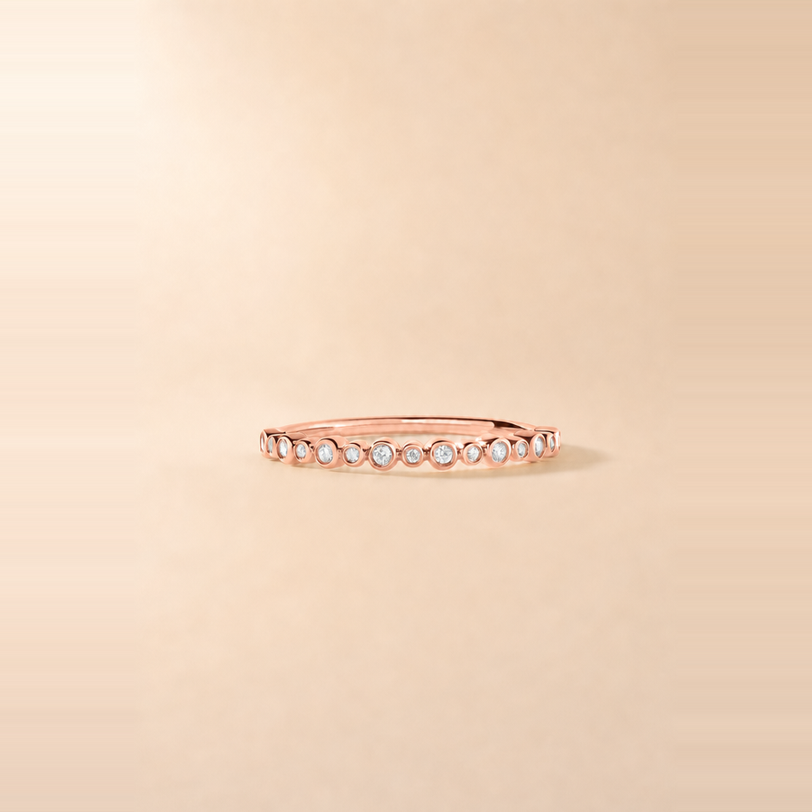Round Bezel Set Diamond Station Ring — view 4