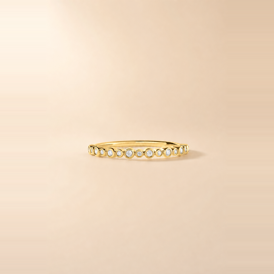 Round Bezel Set Diamond Station Ring — view 1