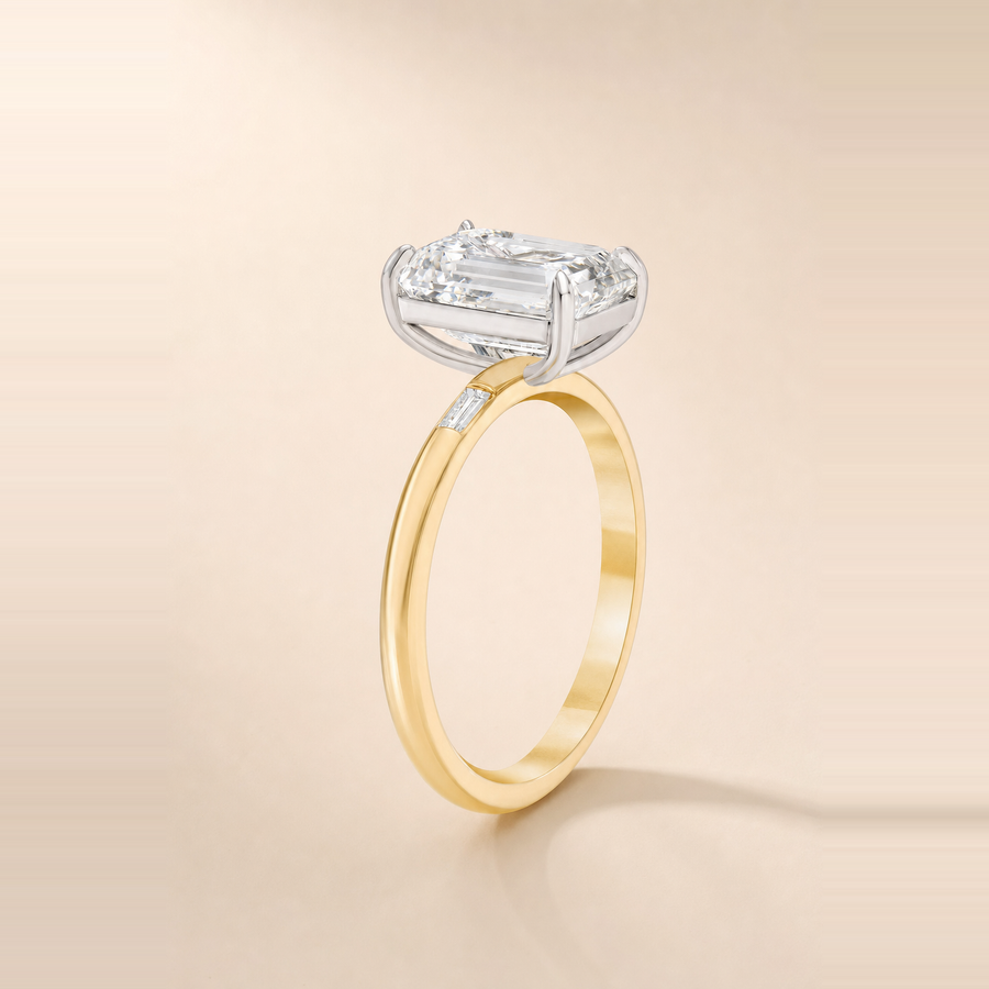Solitaire with Baguette Inlay Diamond Band — view 3