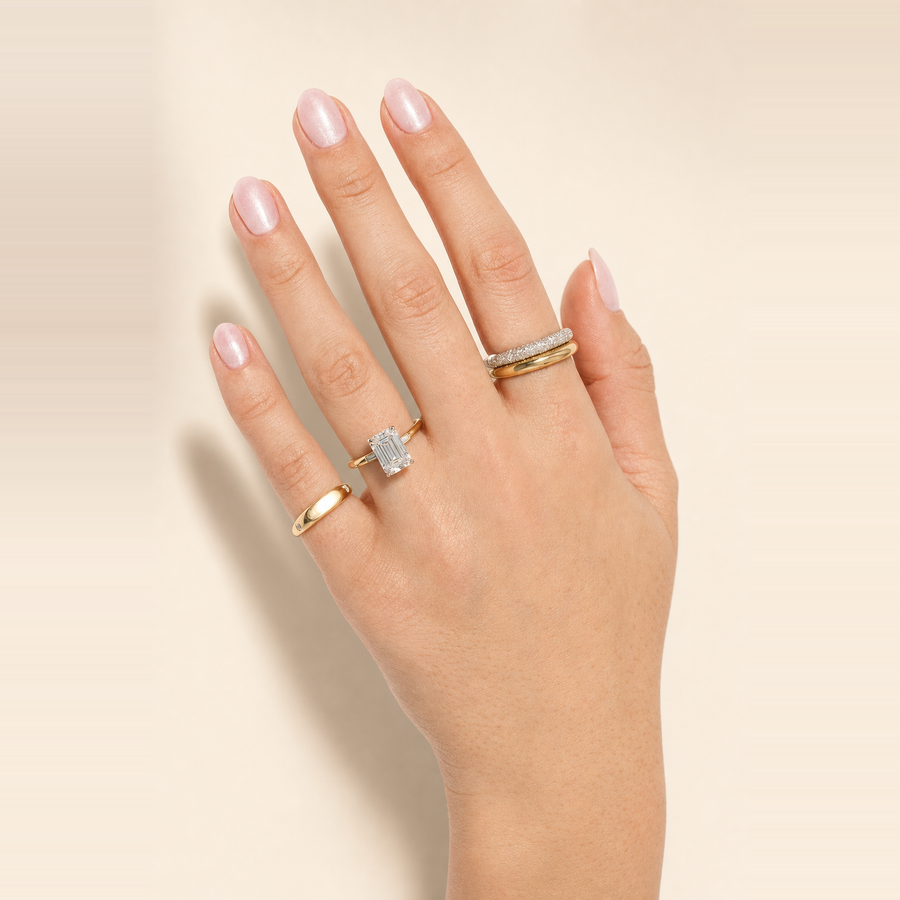 Solitaire with Baguette Inlay Diamond Band — view 10