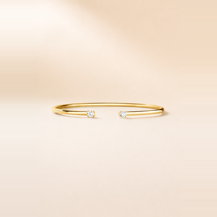 Double Diamond Solitaire Claw Cuff — view 1