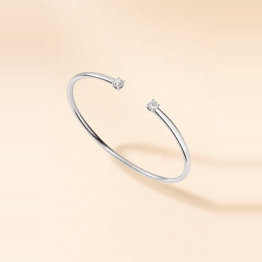 Double Diamond Solitaire Claw Cuff — view 6