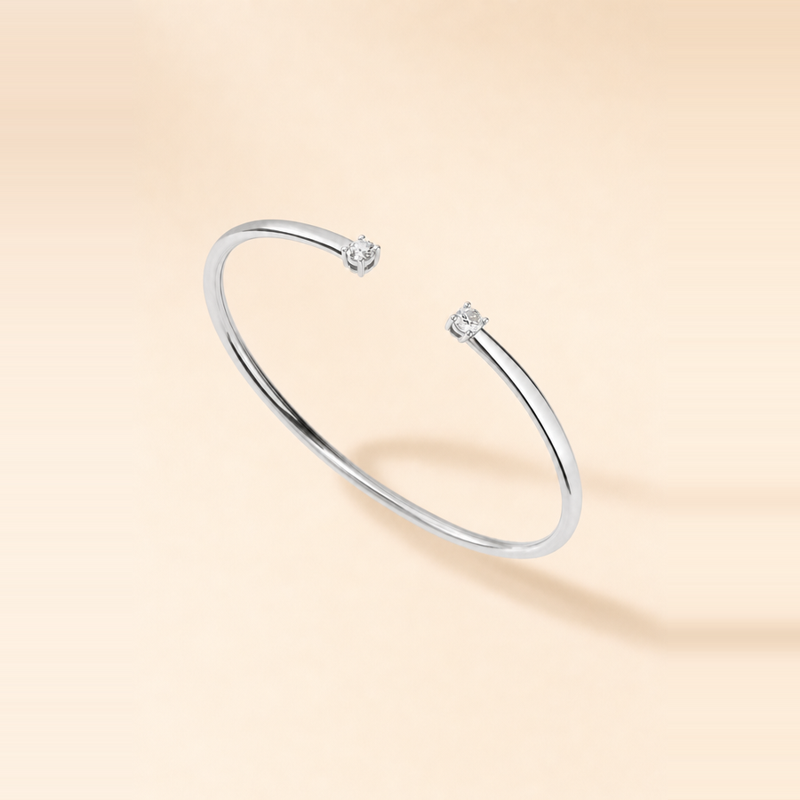 Double Diamond Solitaire Claw Cuff — view 2