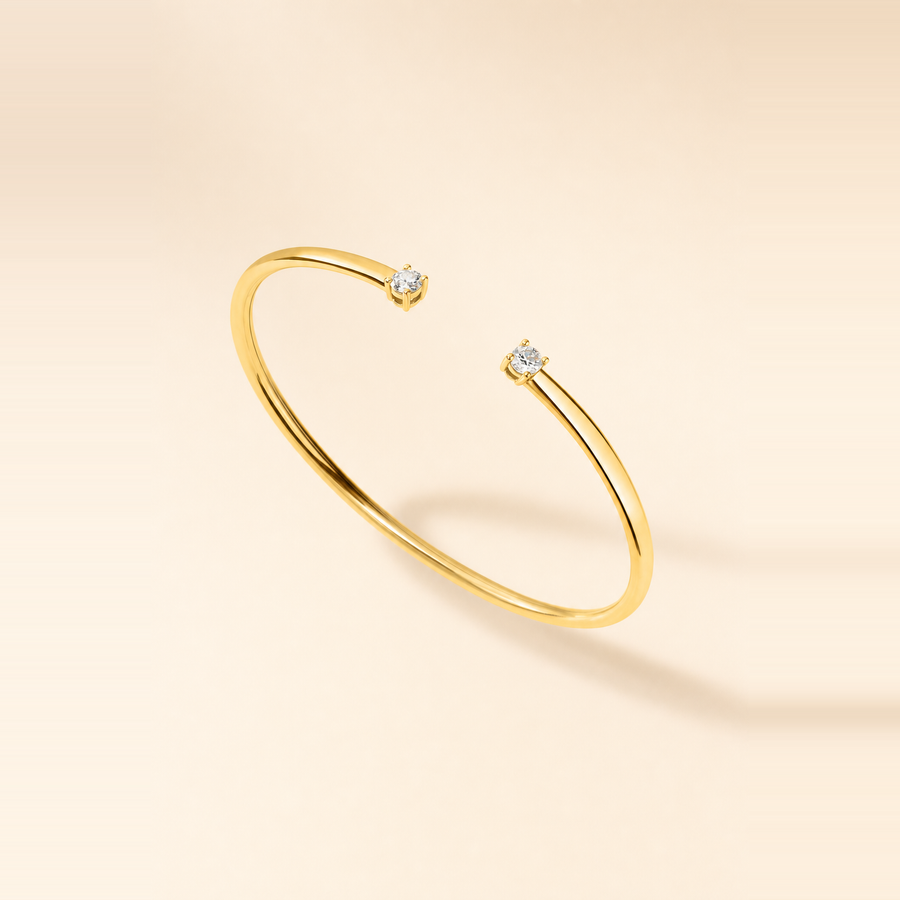 Double Diamond Solitaire Claw Cuff — view 3
