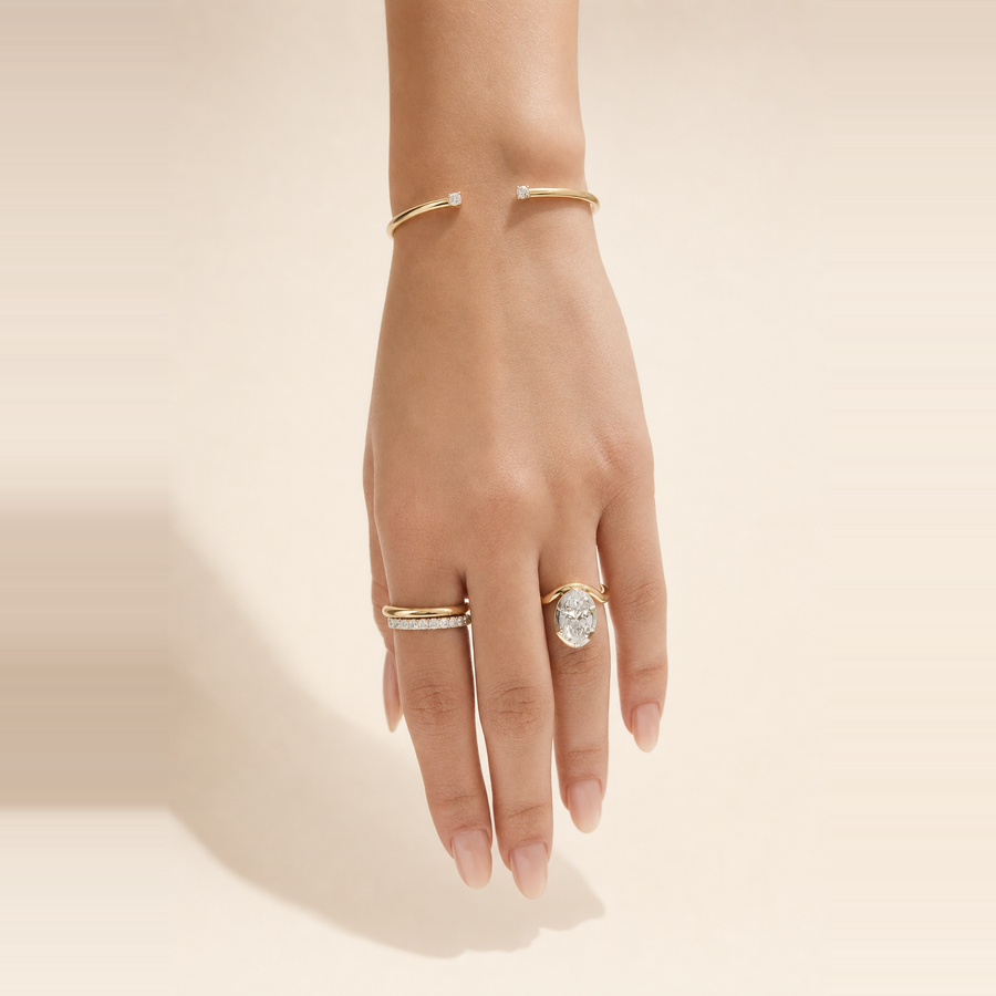 Double Diamond Solitaire Claw Cuff — view 4