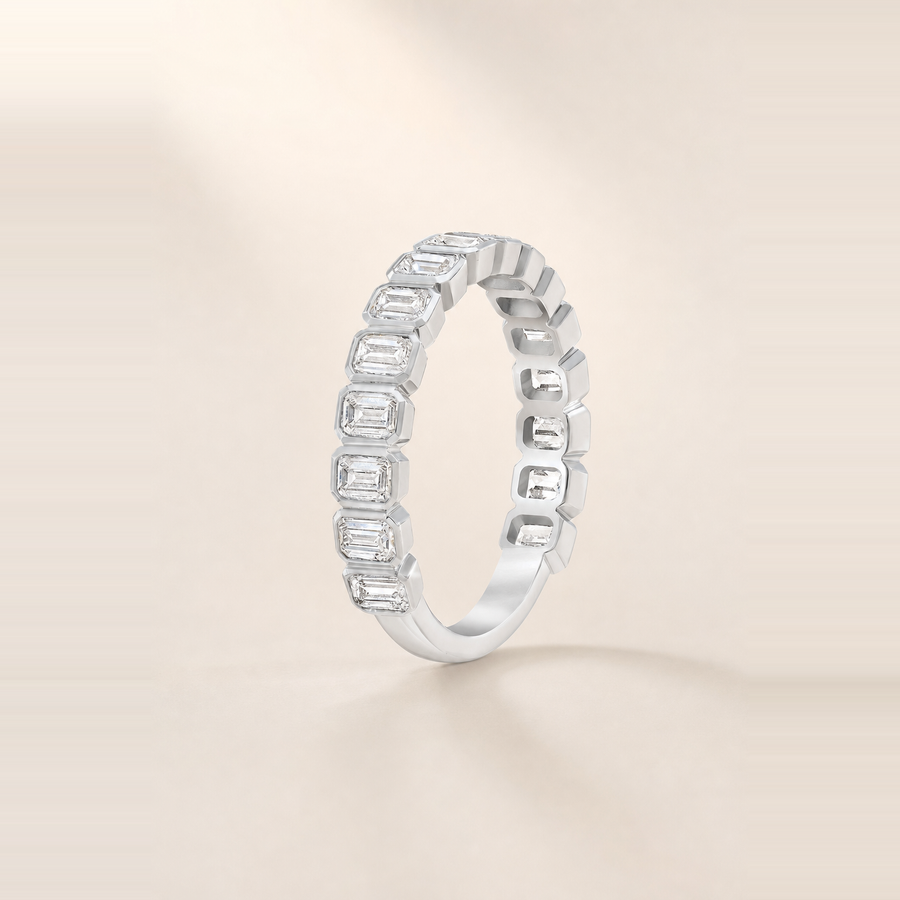 Emerald Bezel Set 3/4 Diamond Eternity Band — view 4