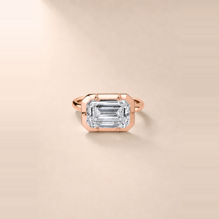 Emerald East-West Diamond in Mixed Metals — view 4
