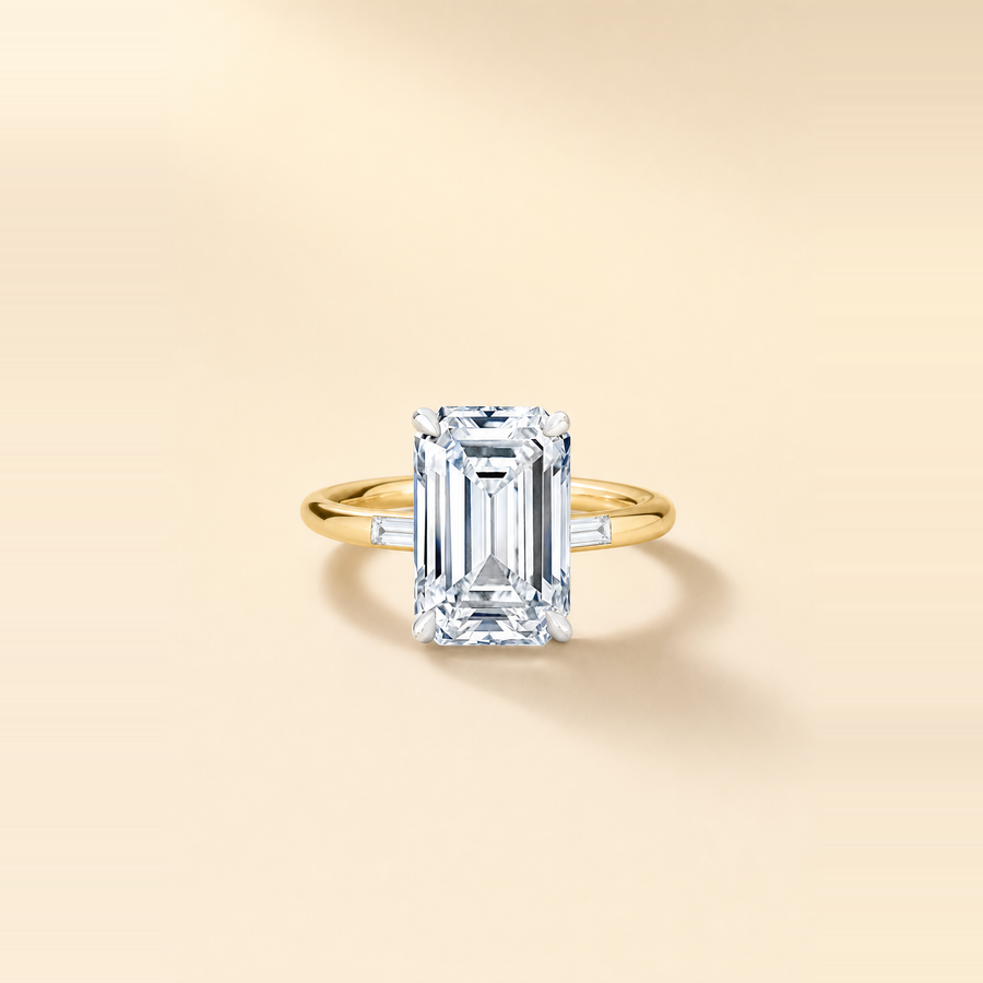 Emerald Solitaire Diamond with Baguette Diamond Inlay Accents — view 1