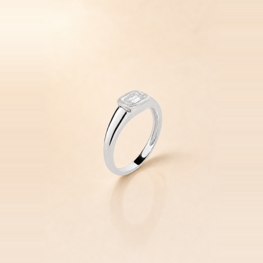 Emerald East-West Bezel Signet Ring — view 5