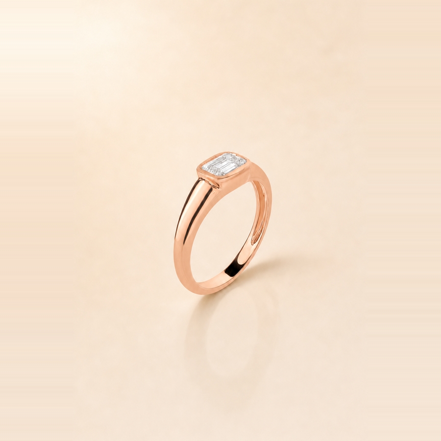 Emerald East-West Bezel Signet Ring — view 4