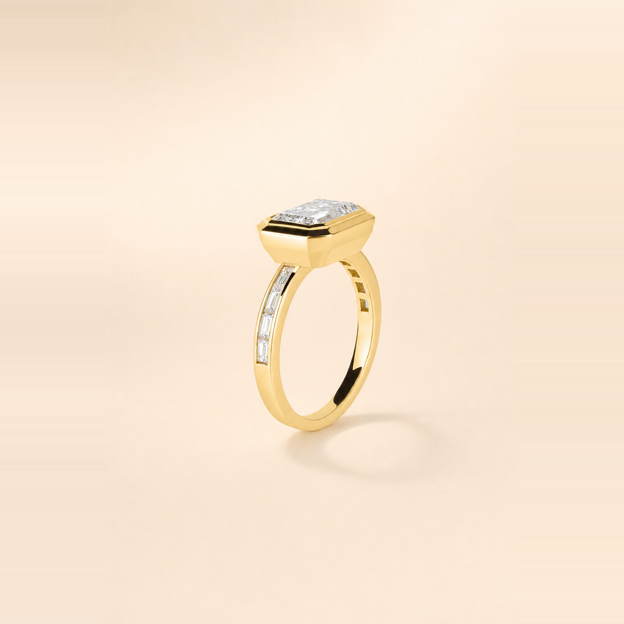 Emerald East-West Diamond with Channel Set Band — view 3