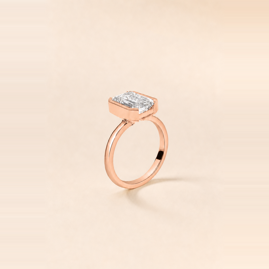 Emerald Half-Bezel Diamond Solitaire — view 4