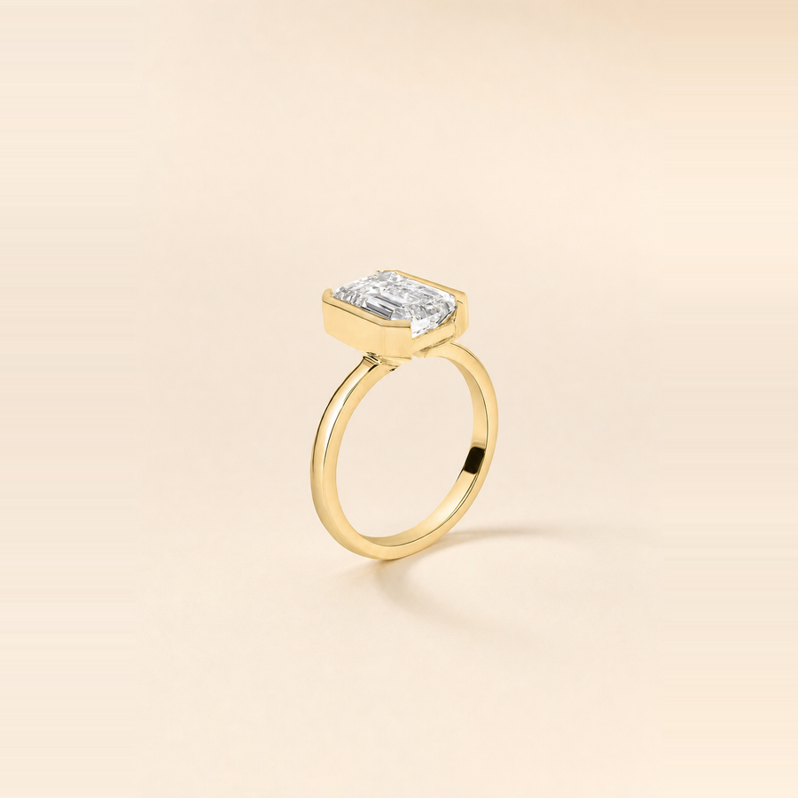 Emerald Half-Bezel Diamond Solitaire — view 3