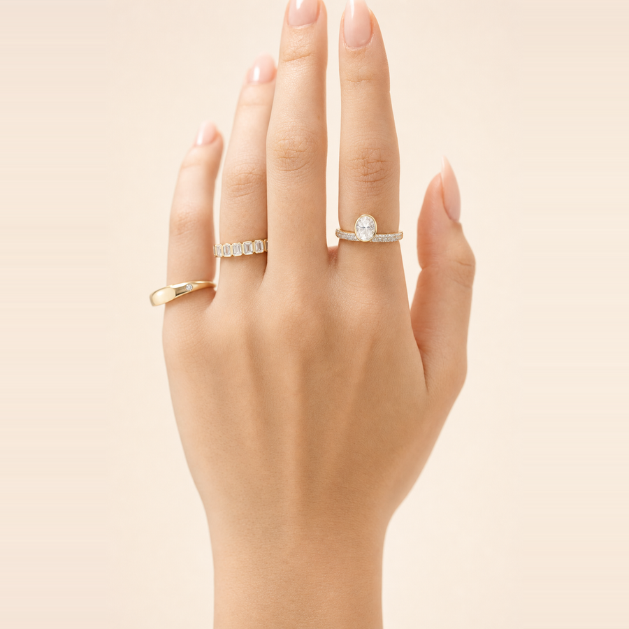 Oval Floating Bezel with Pavé Band — view 3