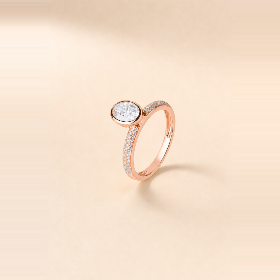 Oval Floating Bezel with Pavé Band — view 5