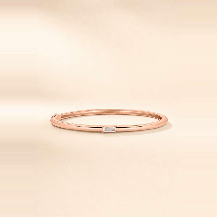 Floating Solitaire Baguette Bangle — view 5