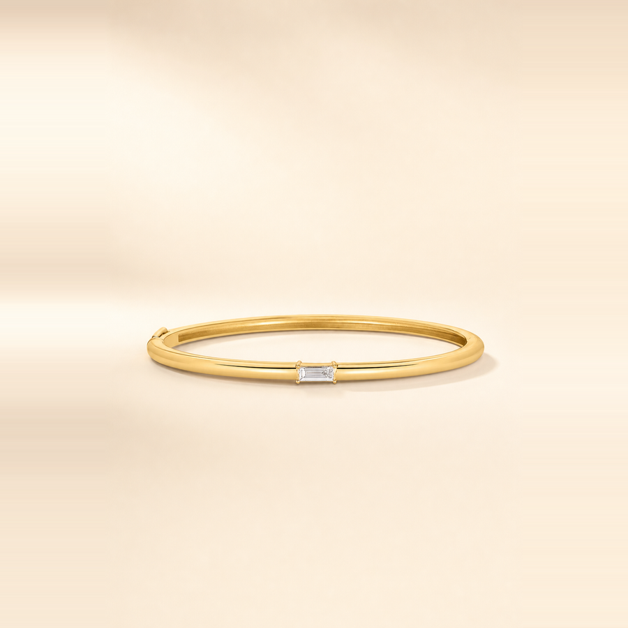 Floating Solitaire Baguette Bangle — view 1