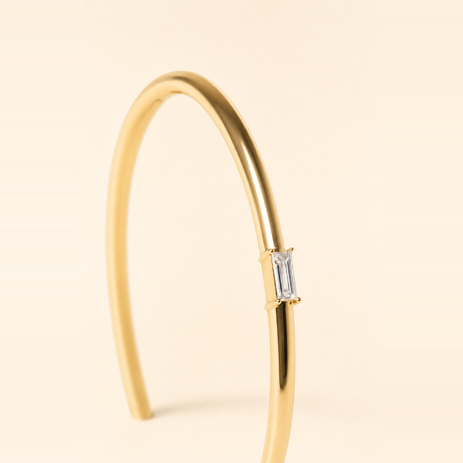 Floating Solitaire Baguette Bangle — view 3