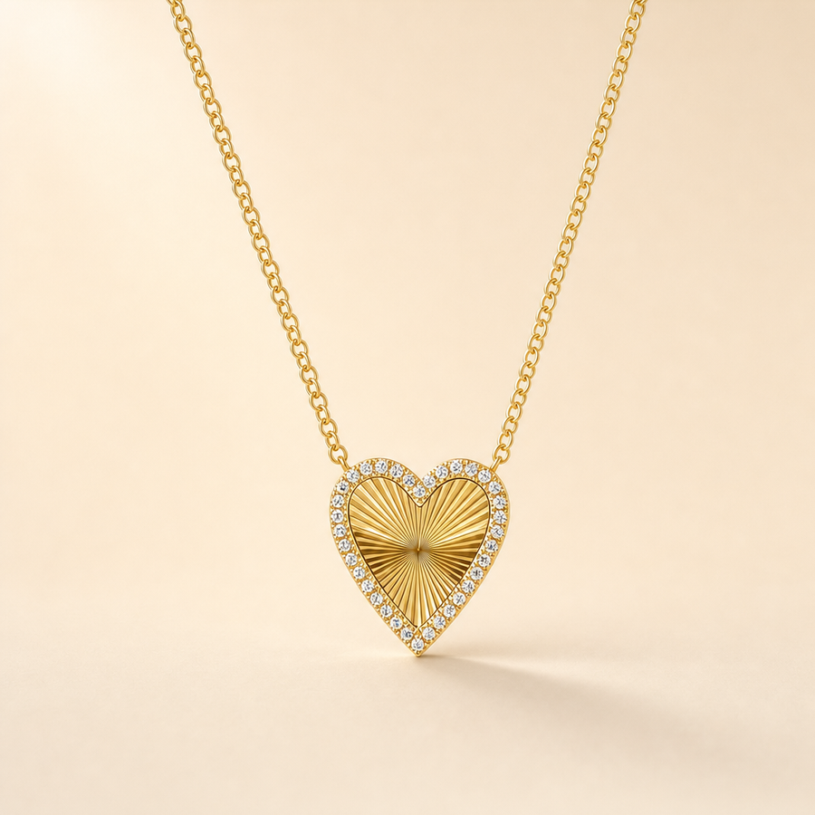 Fluted Heart Diamond Pendant — view 1